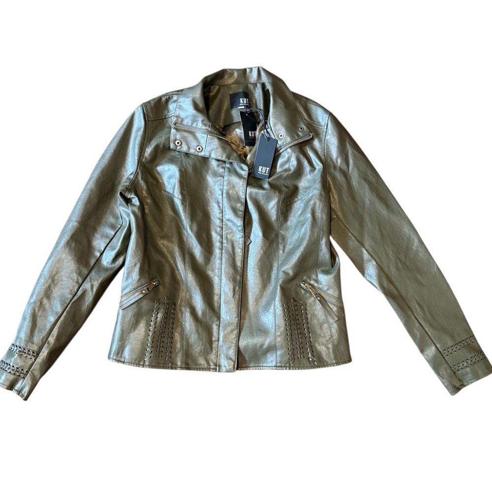 Jacket KUT from the Cloth Vegan Leather Motto Jacket
Olive Green Large